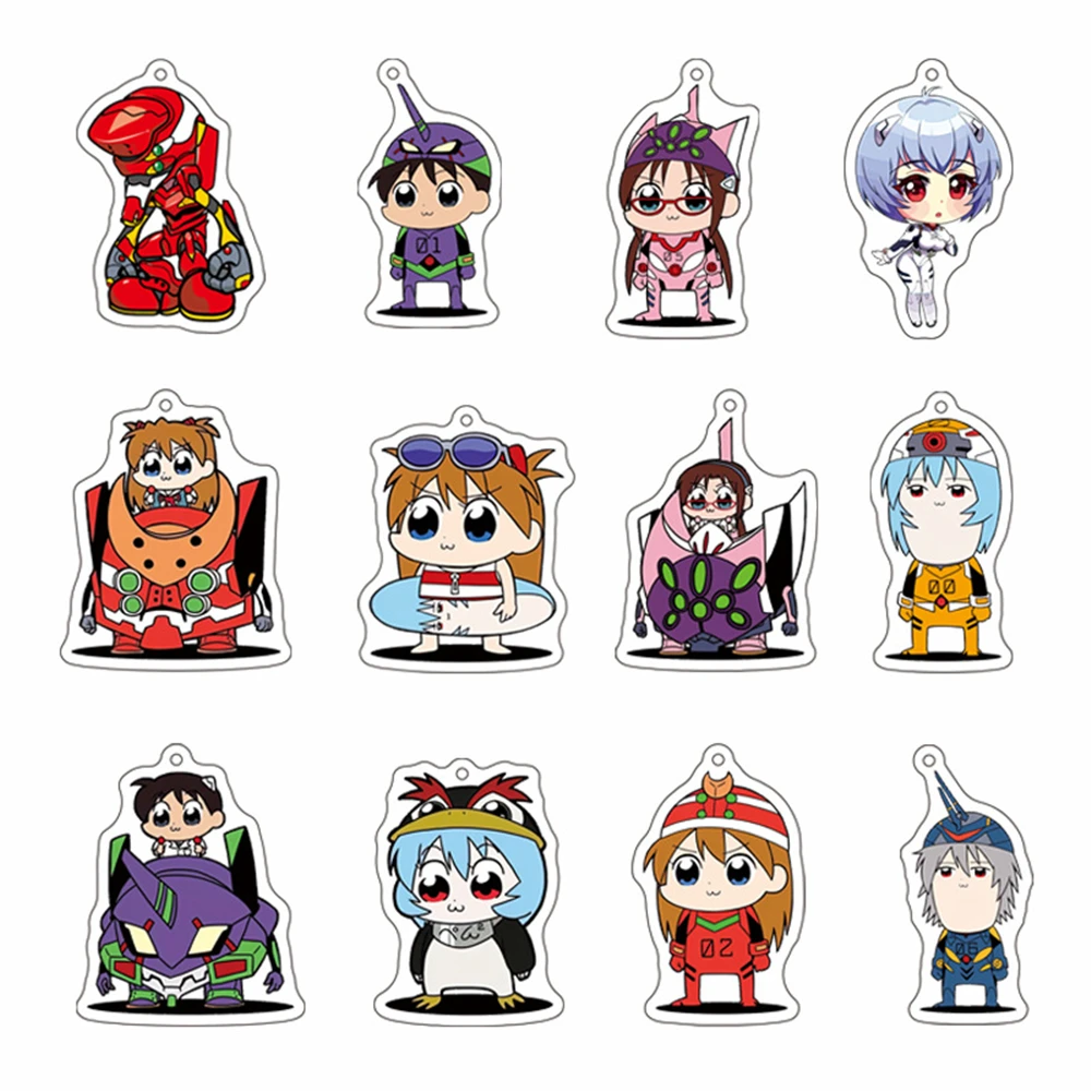 Аниме NEON GENESIS EVANGELION EVA Chibi 00 PROTO 01 TEST TYPE Косплей Акриловый брелок для ключей