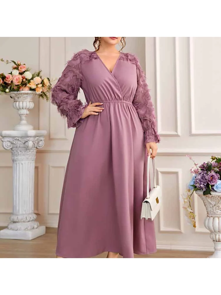 Waistband pullover temperament long commuter dress large size women's dress plus size dresses  party dresses