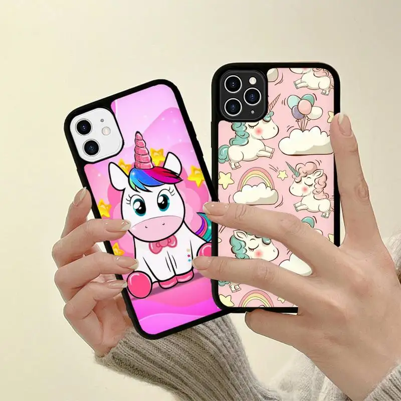 

Lovely Rainbow Unicorn Cartoon Phone Case for iPhone 11 12 13 14 Pro Max 8 7 6 Plus X SE XR Silicone TPU Hard PC Fundas