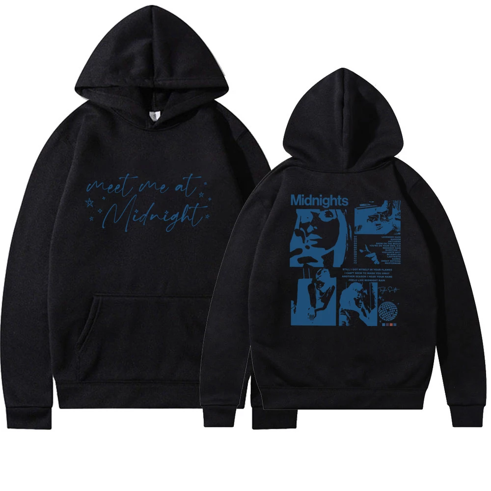 

Meet Me At Midnight Hoodie Midnights Album Retro Double Side Print Pullover Anti Hero Taylor Music Midnights Hoodies Fans Merch