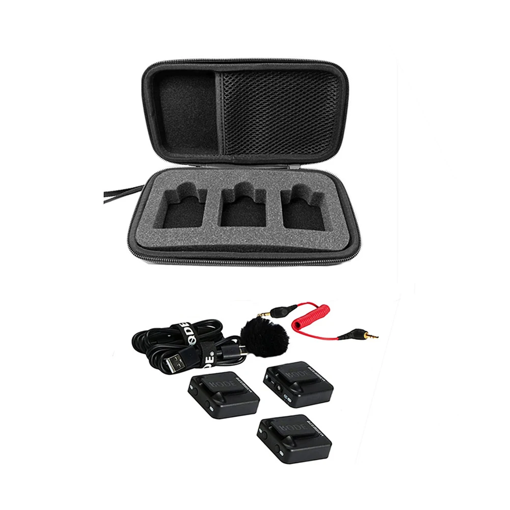 

Portable EVA Lavalier Microphone Storage Bag for RODE Wireless GoII Lapel Mic Carrying Case with Zipper Shockproof Waterproof