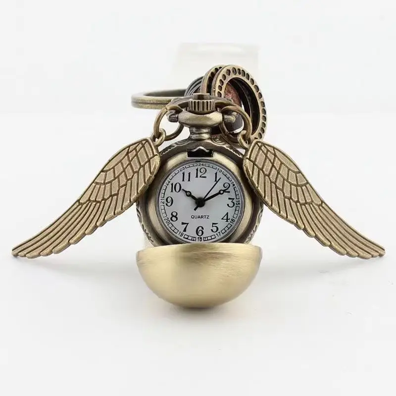 Ball Wing Pocket Watch Vintage Snitch Flip Wall Watch Fashion Student Child Necklace Gift Quartz Home Decor