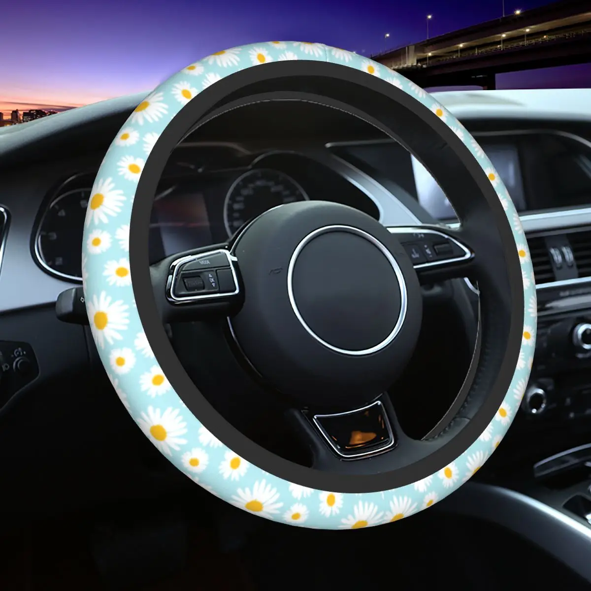 

37-38 Steering Wheel Covers Daisy Flower Anti-slip Fashion Automobile Accessory