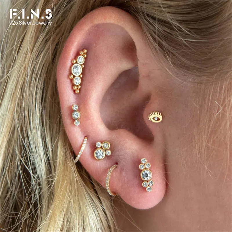 F.I.N.S Роскошные циркониевые выложенные женские каплевидные серебряные маленькие