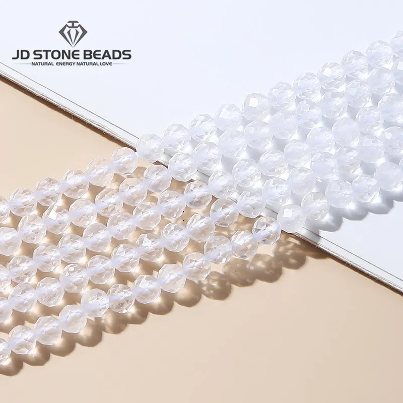 

4mm Faceted Natural Rock Quartz Beads Round White Crystal Loose Spacer Bead For Jewelry Making Bracelet Necklace Accessories