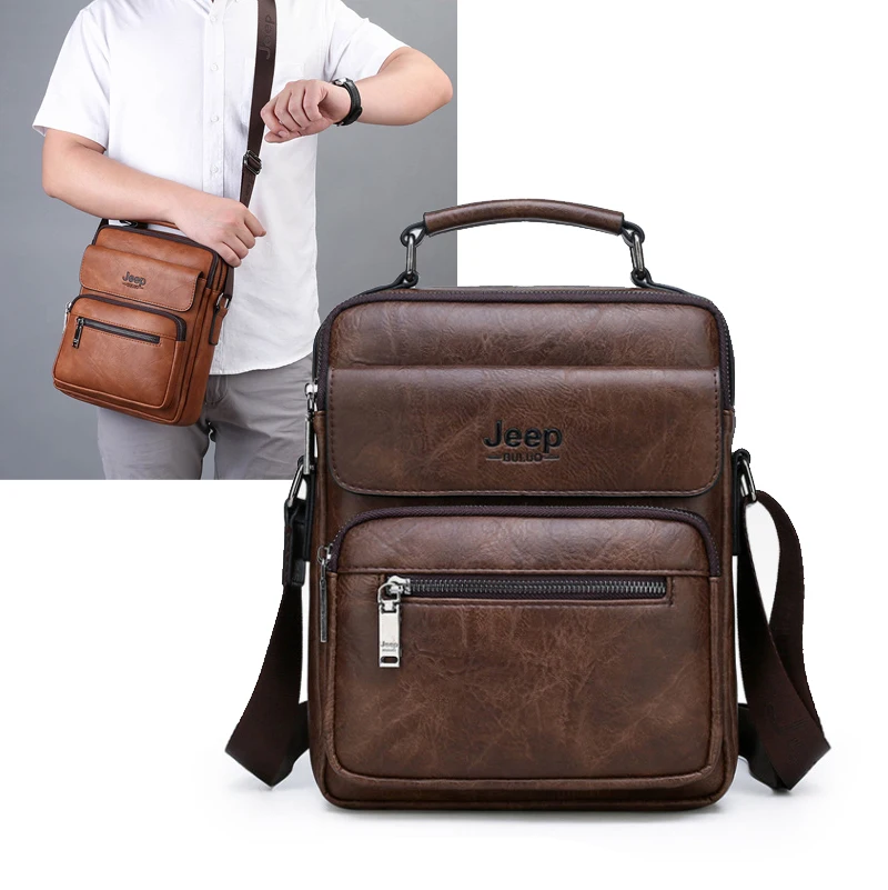 Men'S Shoulder Strap Handbags Bag Briefcase Purse Leather Bolsas Square Messenger Cross Business Crossbody Side Bag For Men
