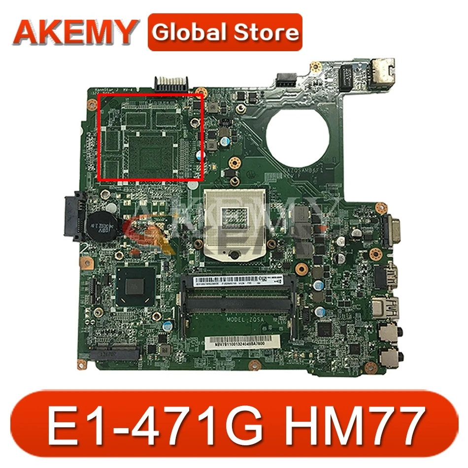 

Akemy Laptop motherboard For ACER Aspire E1-471 E1-431 V3-471 E1-471G HM77 Mainboard DAZQSAMB6E1 SLJ8C