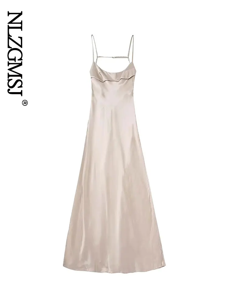 

Nlzgmsj 2022 розовые длинные платья на бретельках, женское атласное платье-комбинация, женские сексуальные вечерние платья с открытой спиной, ле...