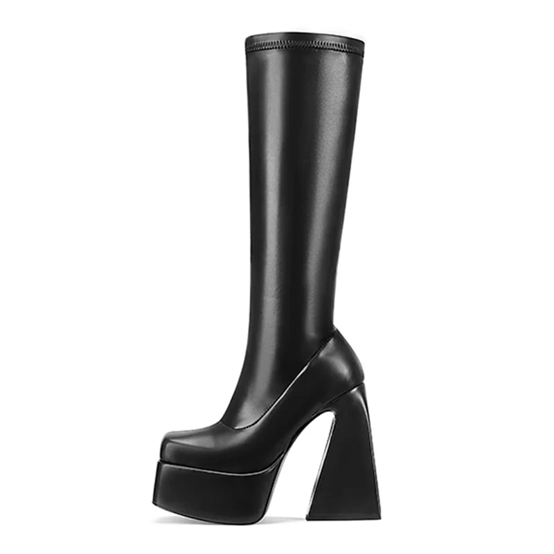 

(YYDD) осенне-зимние модные однотонные сексуальные женские ботинки на очень высоком каблуке на платформе, крутые женские ботинки для ночного клуба, на молнии