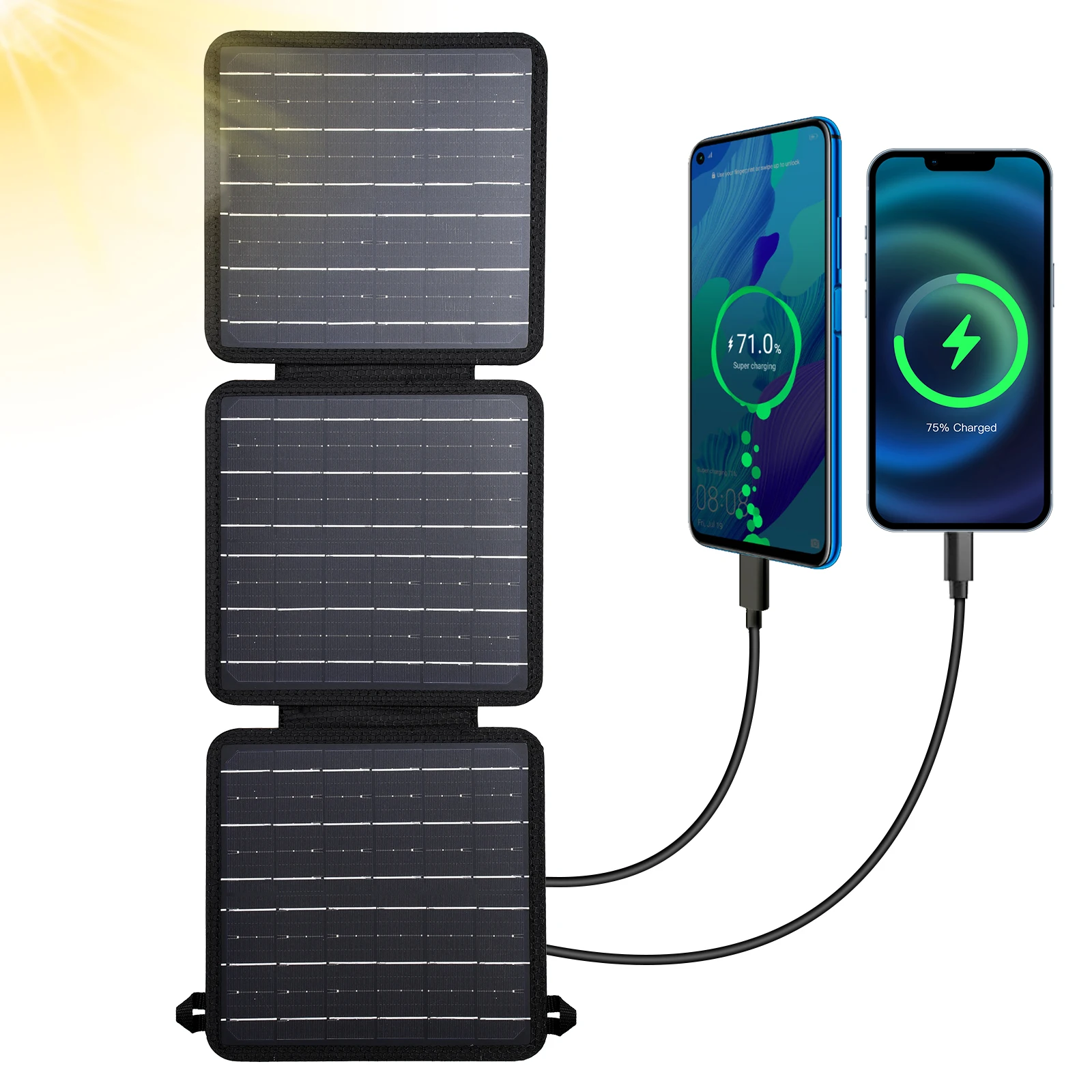 Портативное зарядное устройство с солнечной панелью улучшенная складная