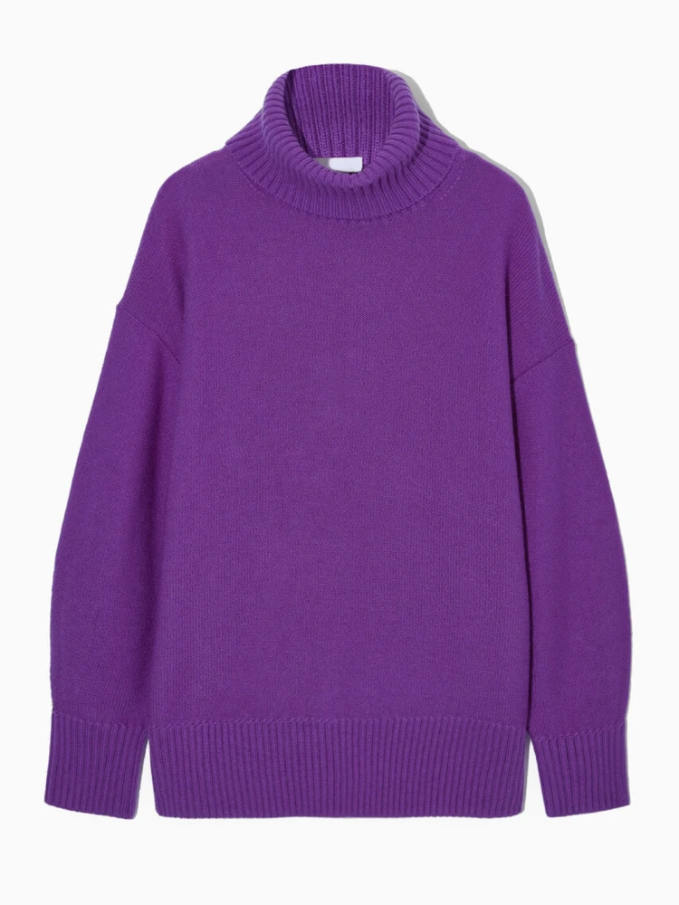 

ZABA ZAR Осень Зима Повседневная Женская Фиолетовая Водолазка Свитер С Длинным Рукавом Сплошной Цвет Пуловер Вязание Свитера Простые Топы