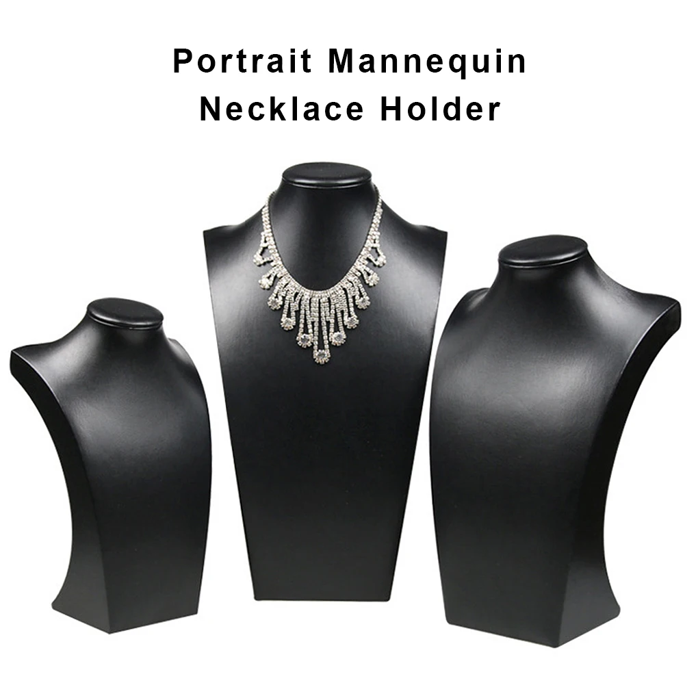 

Display Stand Jewelry Bust Necklace Pendant Choker Delicate Holder Storage Durable DIY Portrait Holders PU Leather