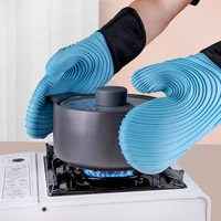 1 pair oven mitts silicone gloves heat resistant gloves microwave high temperature kitchen anti scald glovesthick gloves