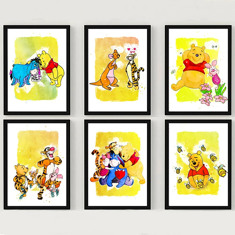 

Disney Winnie The Pooh and Friends Canvas Paintings Poster and Print Cuadros Wall Art Picture for Kid's Room Home Decoration