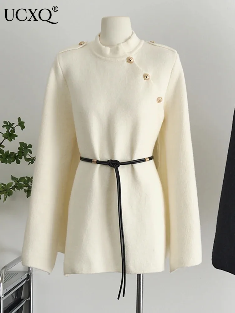 

Женское кашемировое пальто с асимметричными пуговицами, Осень-зима