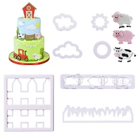 farm animal party decor cake mold cute pig cow sheep fence shape dessert cutter fondant diy creative baking biscuit pastry mold
