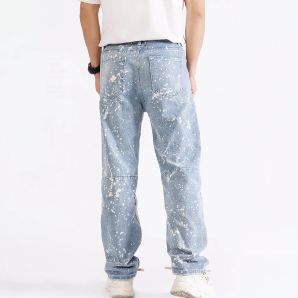 New Design Men Baggy Jeans Streetwear Light Blue Loose Straight  Wide Leg Pants Male Casual Retro Oversize Skateboard Denim