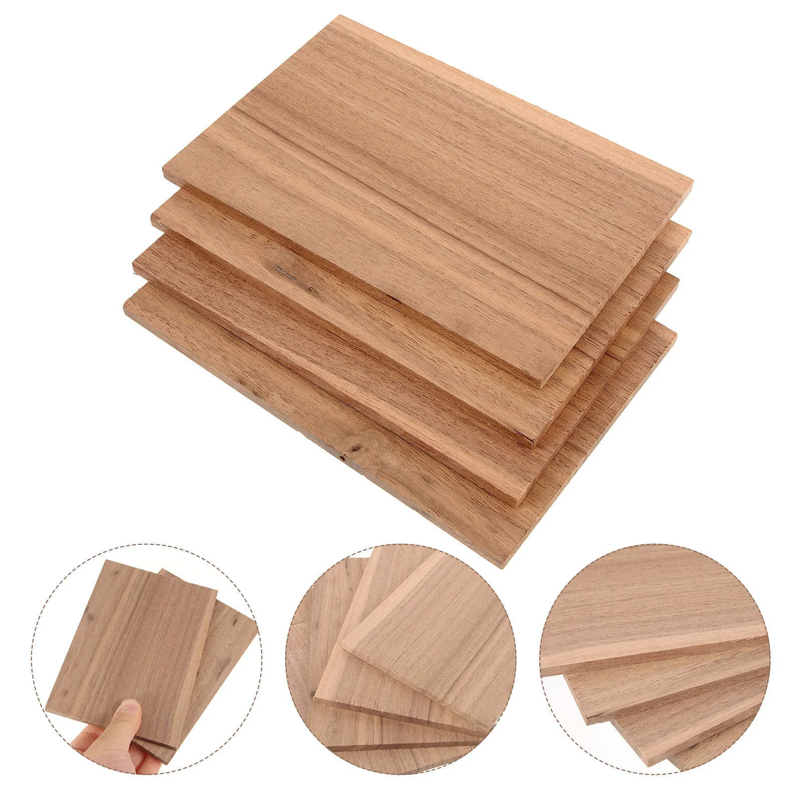 

4 Pcs Supplies Bench Wood Slats Wooden Boards Squares Crafts Planks Walnut DIY Plain Slice Furniture