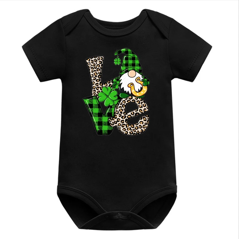 

Love Patrick Day Gnomes Bodysuits St. Patricks Day Infant Clothes Shamrock Four Leaf Clover Baby Boy Clothes Irish Tshirt B