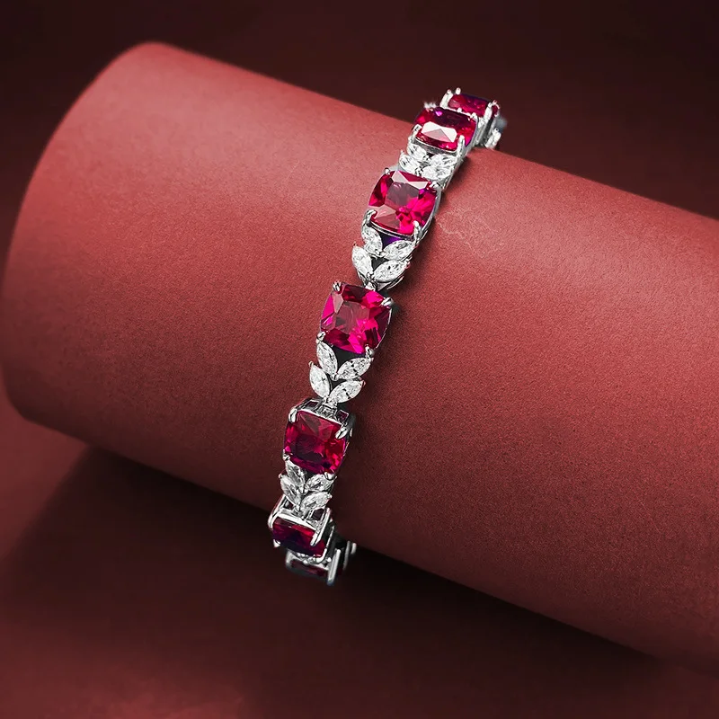 Женский браслет принцессы из серебра 100% пробы с высокоуглеродистыми