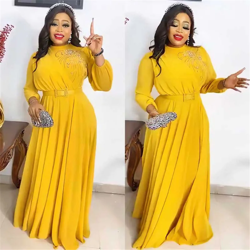 

Elegant Dresses For Women Long Party Luxurious Turkish Evening Dresses Plus Size Long Sleeve Chiffon Robe Abaya Femme Dubai