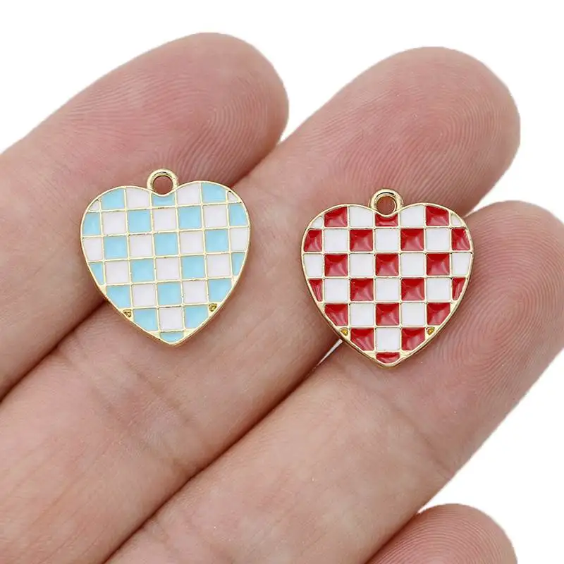 

5Pcs Gold Plated Enamel Heart Charms Pendant for Jewelry Making Bracelet Earrings Necklace Accessories DIY Findings 18x17mm