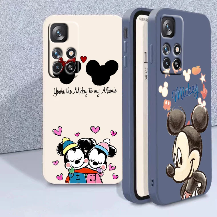 

Disney Mickey Cute For Redmi K50 K40 K30 K20 10C X 9C T AT A 8A 7A Gaming Pro Plus Liquid Rope Silicone Phone Case