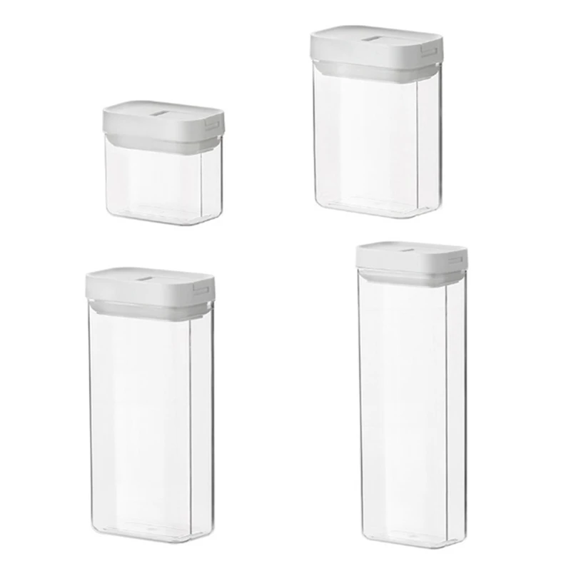 

Sealed Food Storage Box Cereal Candy Dried Jars Kitchen Square Transparent Sealed Tank Box Snack Dry Goods Storage Jar Durable