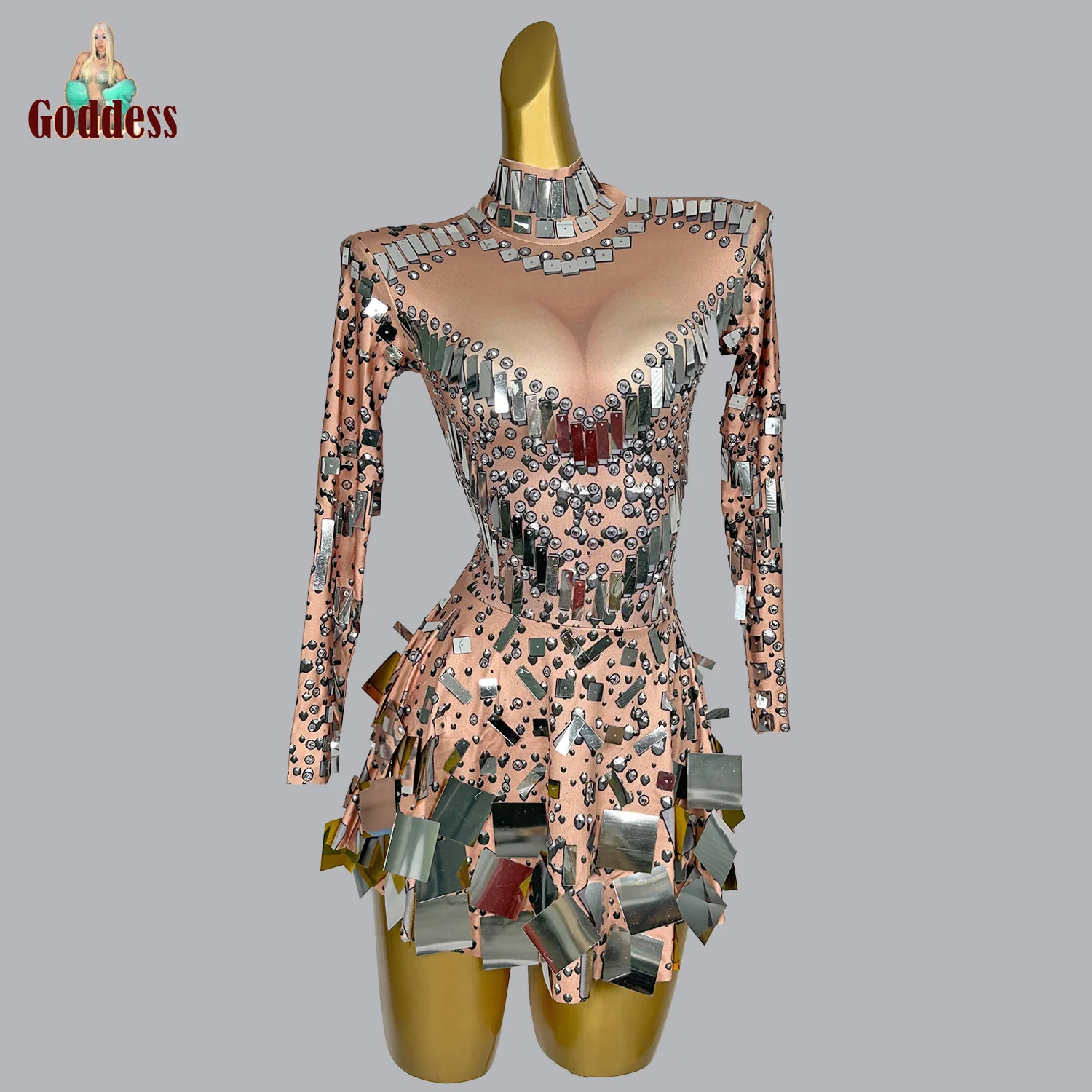 Супер блестящее приталенное платье для бара дискотеки танцев дня рождения