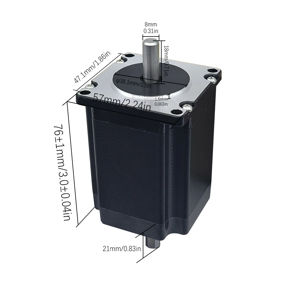 Двухфазный шаговый двигатель MHCN NEMA23 57 2 Н · м 270 оцин 3 А 76 мм 8 вал 57HS76 с 4