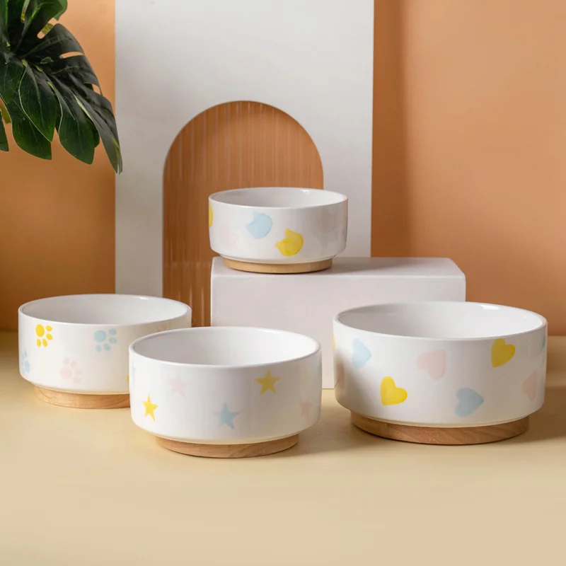 Керамическая миска для собак с зернистой поверхностью миски кормления широким