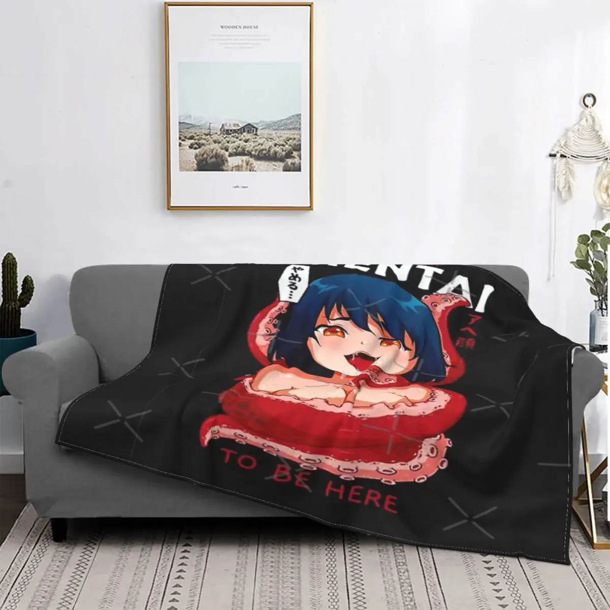 

Manta divertida de Anime para chica, colcha a cuadros para cama, manta con capucha a cuadros para pícnic, pickick