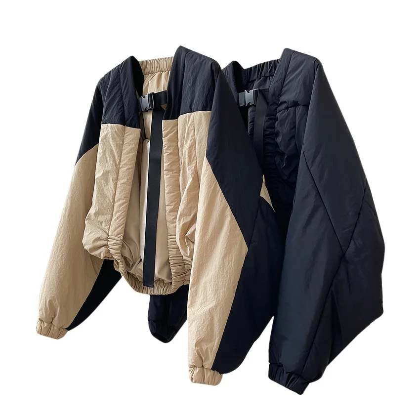 2022 Ladies Winter Fashion Loose Casual Cotton Coat Lightweight Design Shawl Style Solid Color Warm Short Jacket Women