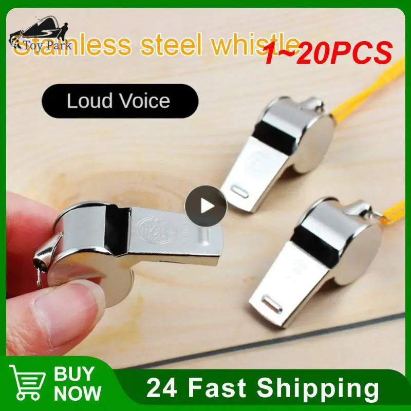 

1~20PCS Metal Whistle Stainless Steel Crisp Loud Hanging Rope Outdoor Sports Camping Hiking Training Game Sports Whistle