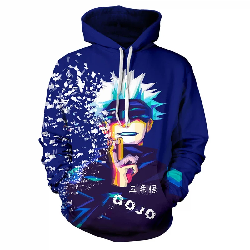 

New 3D Anime Jujutsu Kaisen Printed Hoodies For Men Manga Satoru Gojo Graphic Hooded Sweatshirts Fashion Pullovers Harajuku Tops
