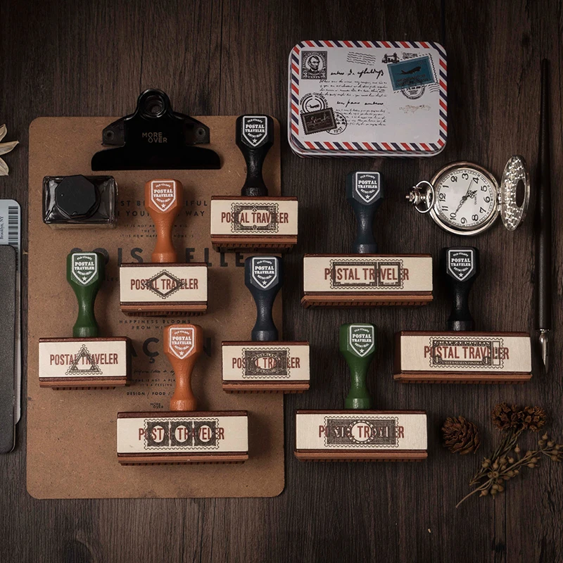 Деревянная ручка печать деревянный резиновый штамп в стиле ретро старинная