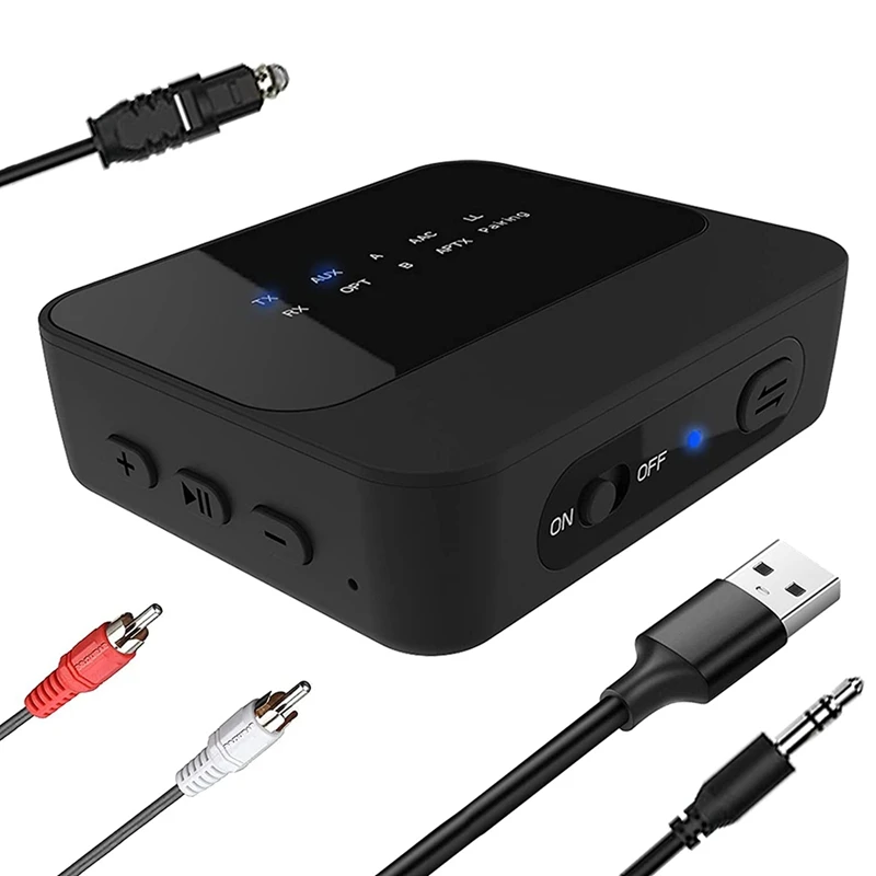 

Bluetooth 5.0 Transmitter Receiver, Wireless Audio Adapter Pair 2 At Once, Optical Digital Toslink, Volume Control