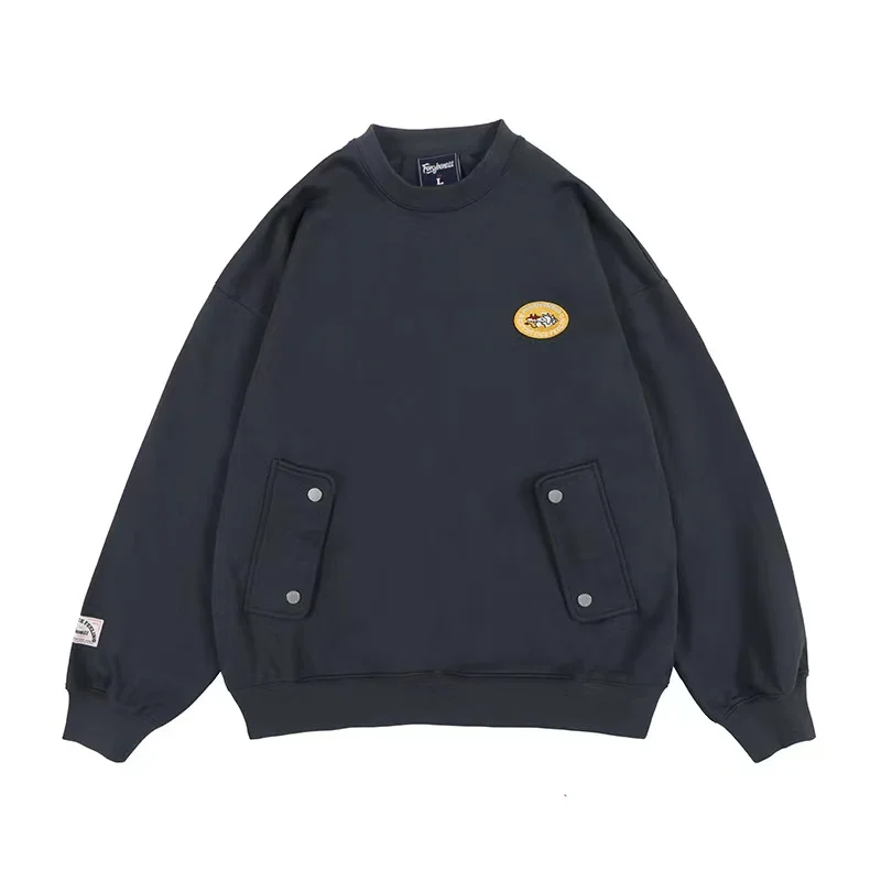 

LOGO shark lettering embroidered LOGO loose round collar and cashmere sweater