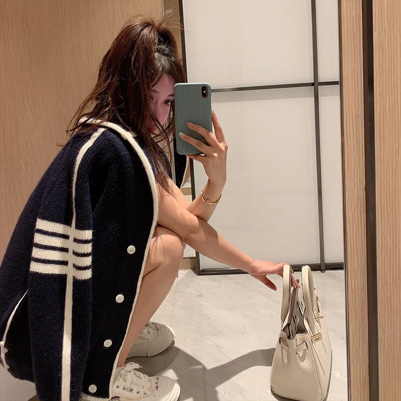 

Женский трикотажный кардиган в полоску, с длинным рукавом