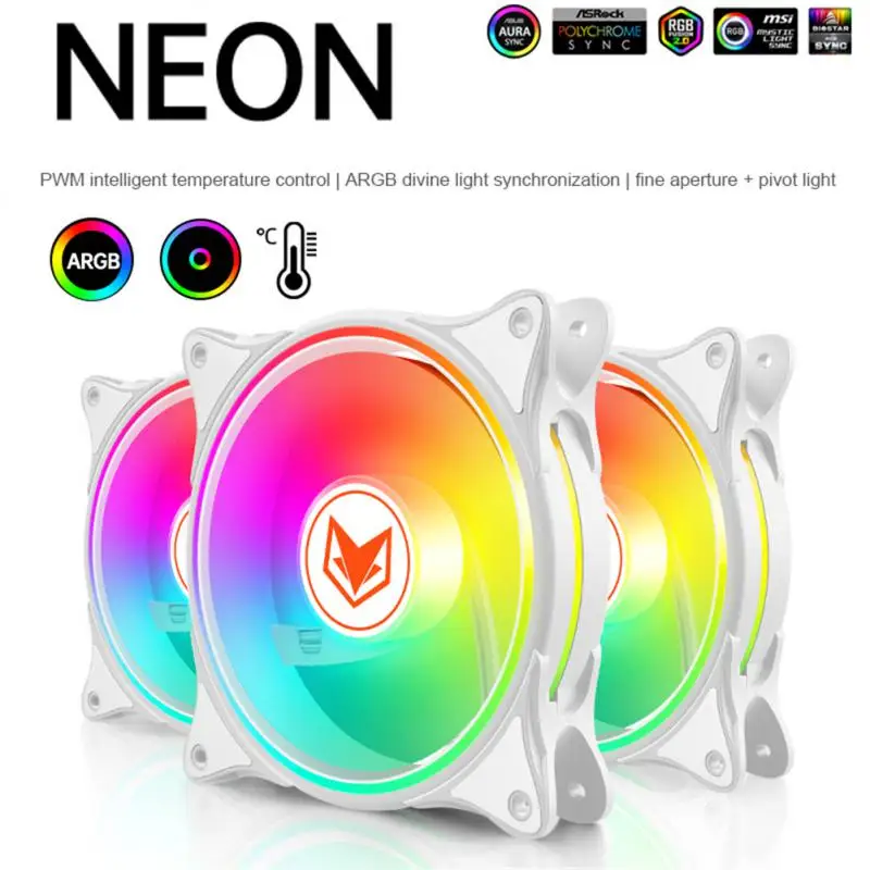 

High-quality Cpu Cooling Fan Colorful Computer Case Fan 4pin 3pin 120mm Cooling Components Pc Fans 60000h Radiator Cooler Dc12v