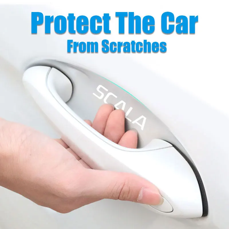 

8Pieces Scala Logo For Skoda Car Transparent Handle Stickers Car Door Bowl Protection Film Anti Scratch Stickers Accessories
