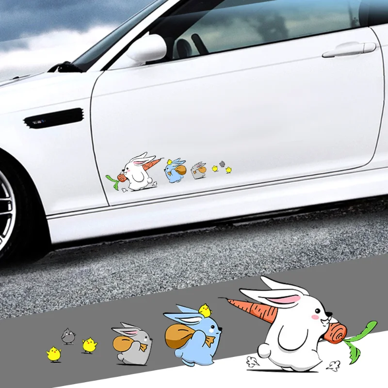 

Cute Cartoon Bunnies Stickers Personalized Creative Car Motorcycle Electric Vehicle Body Scratches Blocking Decorative Stickers