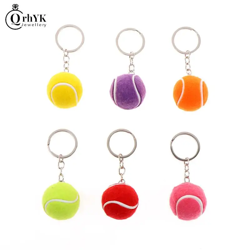 

6 Color Key Chain Tennis Ball Metal Keychain Car Key Chain Key Ring sports chain sliver color pendant