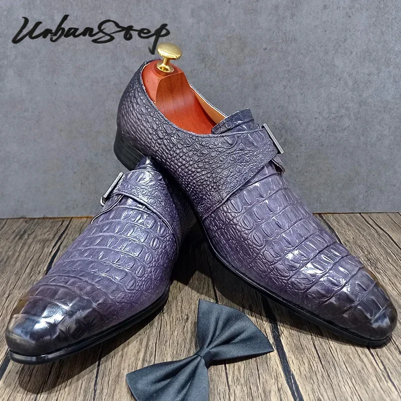 РОСКОШНЫЕ МУЖСКИЕ КОФЕРЫ ВЗУТТЯ СЕРЫЙ ЧЕРНЫЙ КРОКОДИЛЬНЫЙ ПРИНТ ПЛАТЬЯ