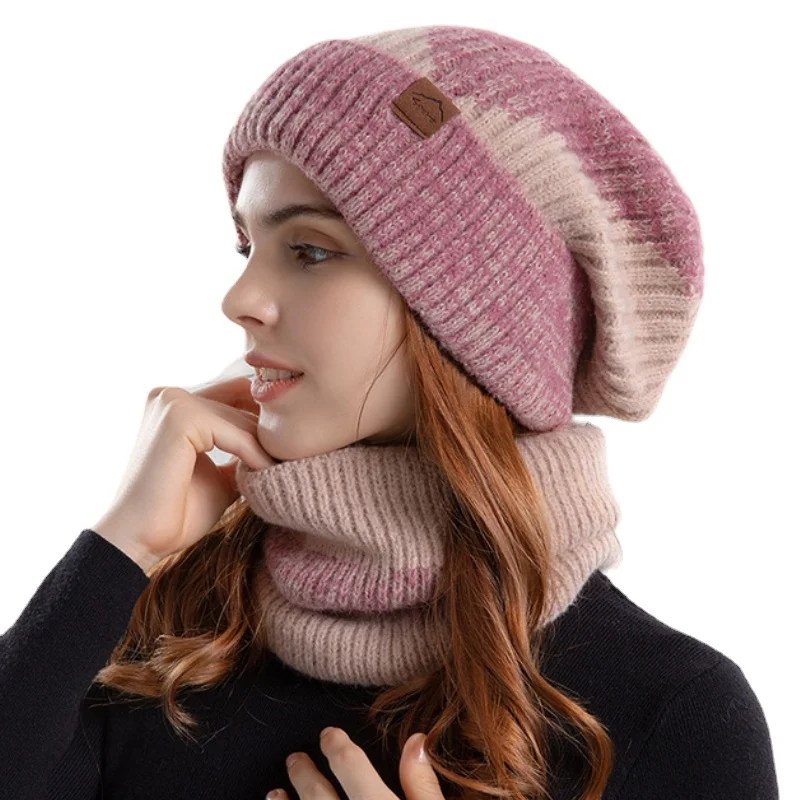 

2 шт./комплект, женская шапка-шарф с флисовой подкладкой