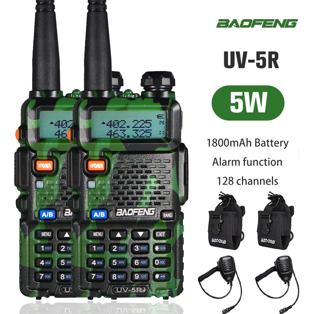 Walkie Talkie Set Baofeng UV-5R Two Way Radio Dual Band Ham CB Radio 128 CH VHF UHF 136-174MHz & 400-520MHz 2PCS Pofung Intercom