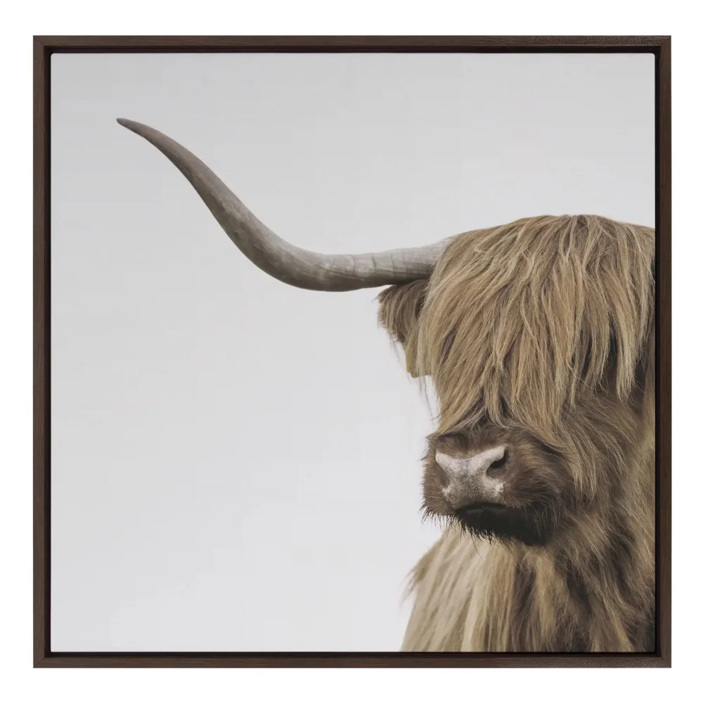 

Корова портрет рамка холст стена искусство 30x30 коричневый декоративное деревенское Животное Искусство для фотографий Бесплатная доставка домашний декор