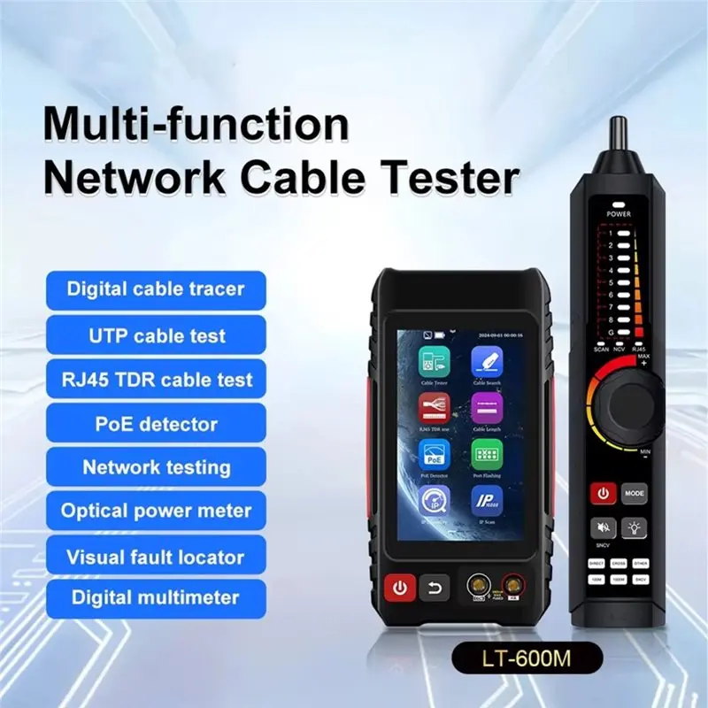 Фото [NEWA64Z!】 LT-600M Трассировщик сетевых кабелей, детектор IP RJ45 Poe, многофункциональный трекер-искатель кабелей №3
