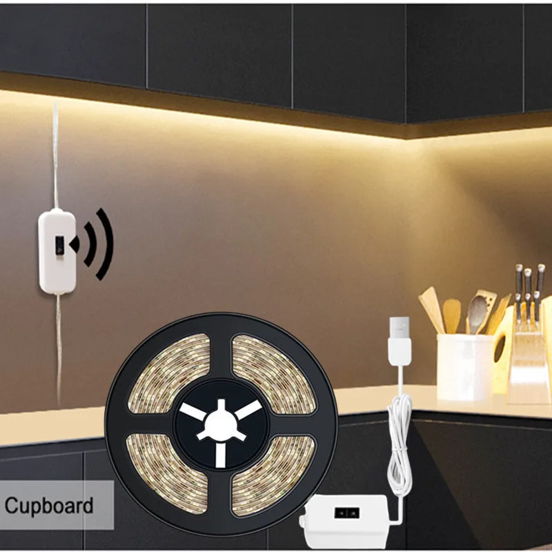 

LED Strip Hand Sweep Waving ON OFF Sensor Light DC 5V Lamp Diode Lights 1~5M USB Motion LED Backlight TV Kitchen Wardrobe Lamp