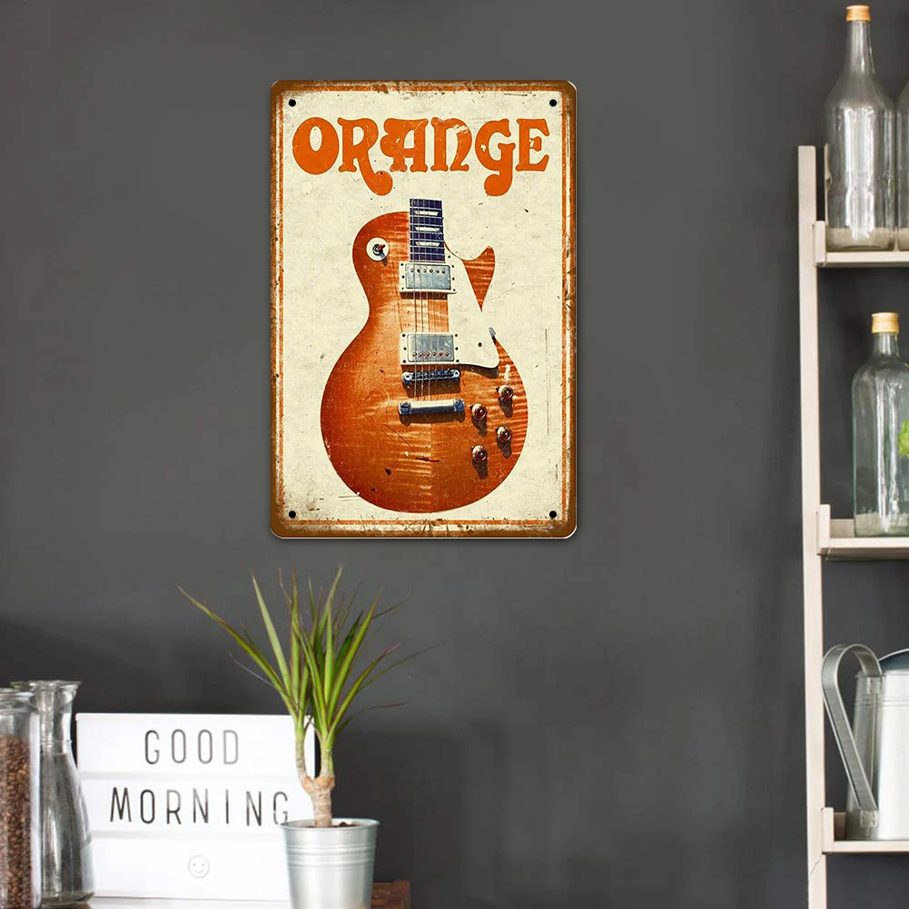 

Оловянная живопись бар украшение для спальни Ретро Живопись оранжевая Гитара Металлическая Пластина постер для бара